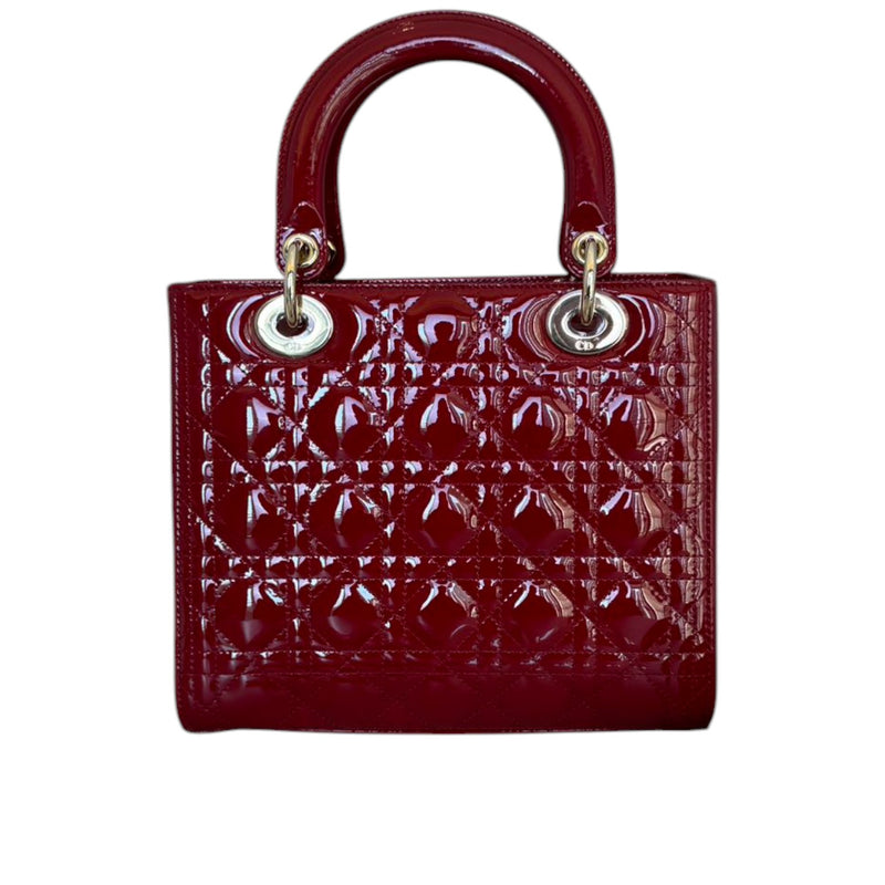 Lady Dior Medium Patent Cannage Red GHW