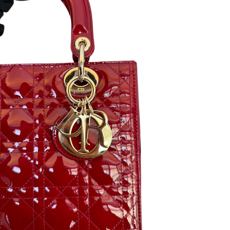 Lady Dior Medium Patent Cannage Red GHW