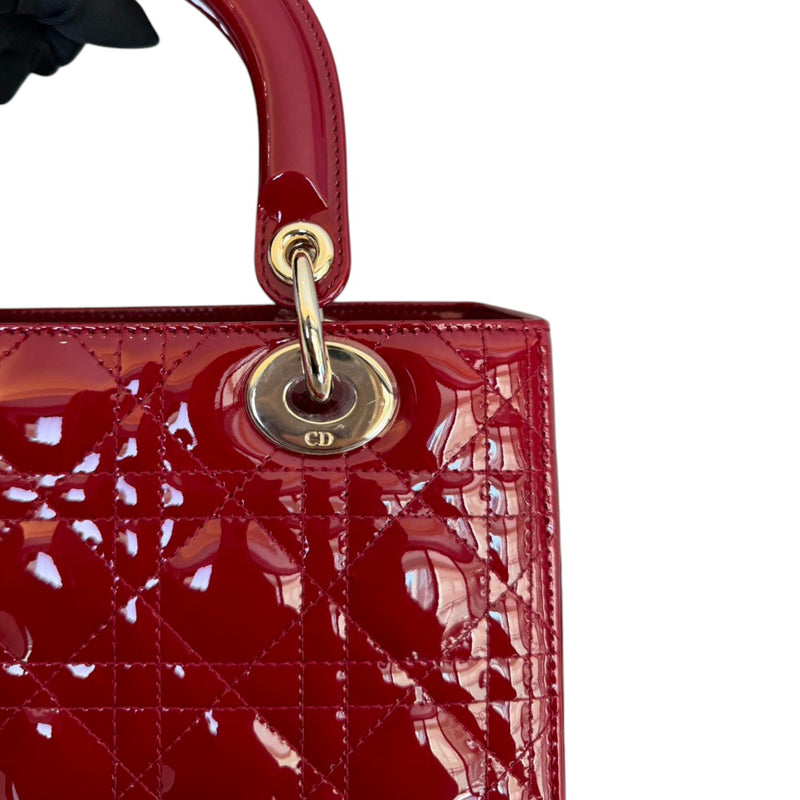 Lady Dior Medium Patent Cannage Red GHW