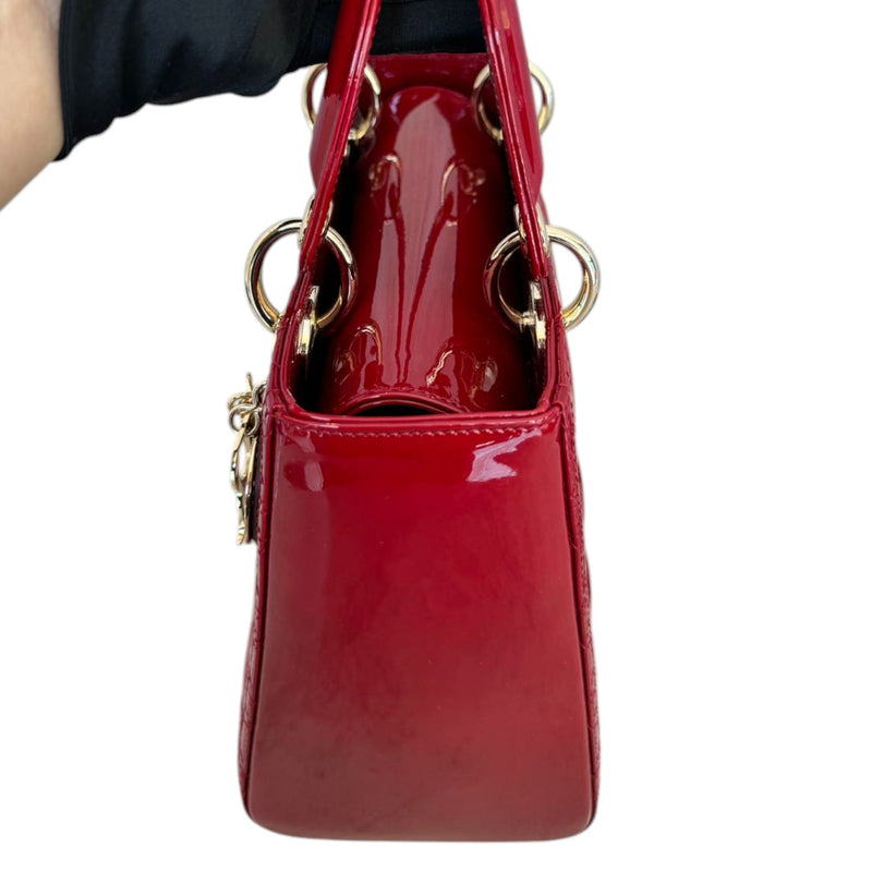 Lady Dior Medium Patent Cannage Red GHW