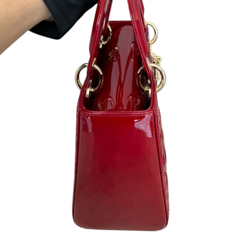 Lady Dior Medium Patent Cannage Red GHW