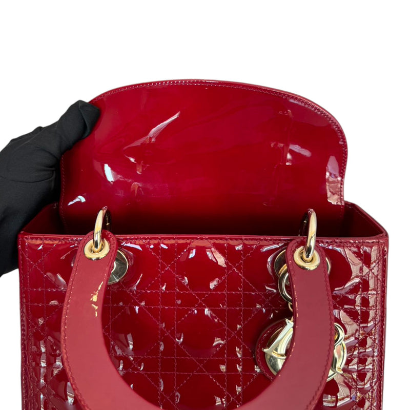 Lady Dior Medium Patent Cannage Red GHW