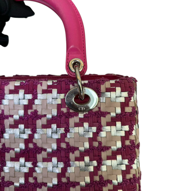 Lady Dior Medium Tweed Silver Pink SHW