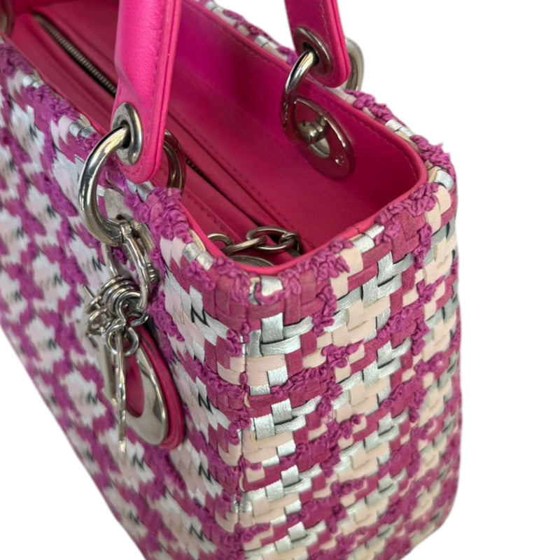 Lady Dior Medium Tweed Silver Pink SHW