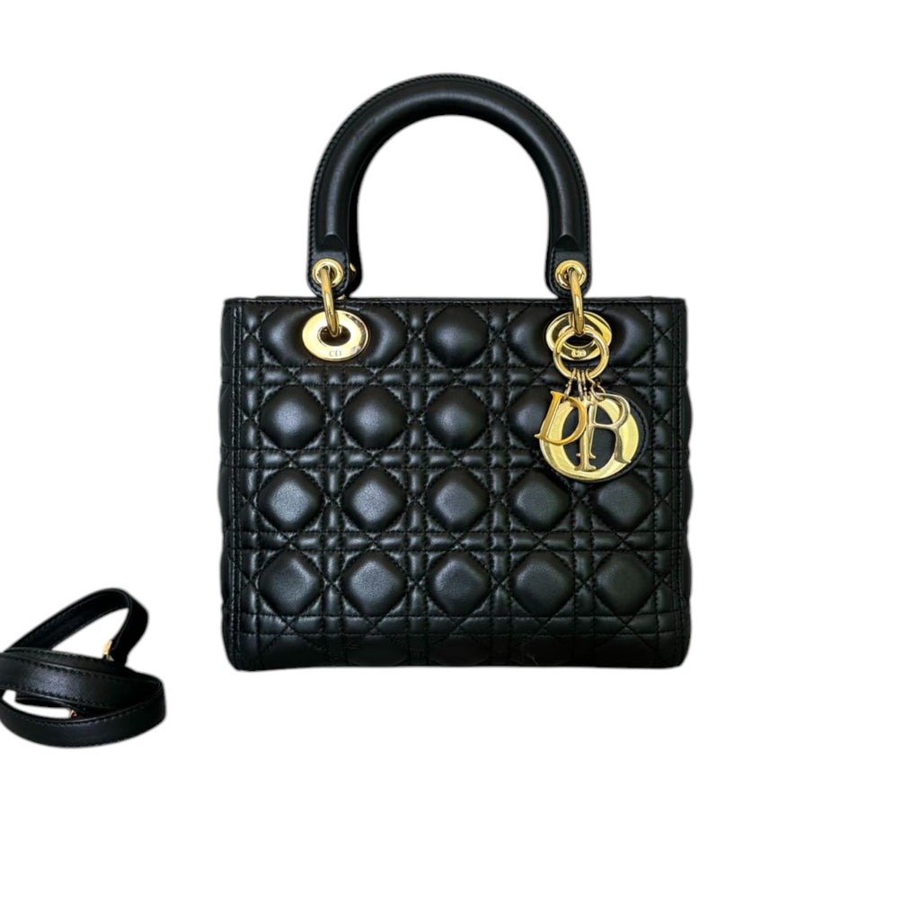 Lady Dior Medium Lambskin Quilted Black GHW