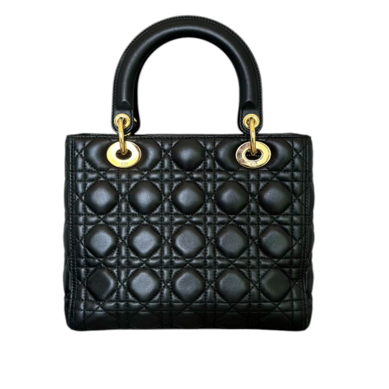 Lady Dior Medium Lambskin Quilted Black GHW