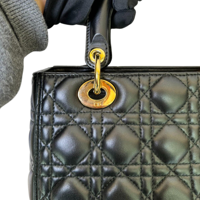 Lady Dior Medium Lambskin Quilted Black GHW