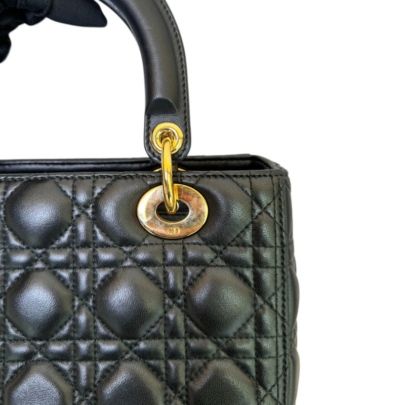 Lady Dior Medium Lambskin Quilted Black GHW