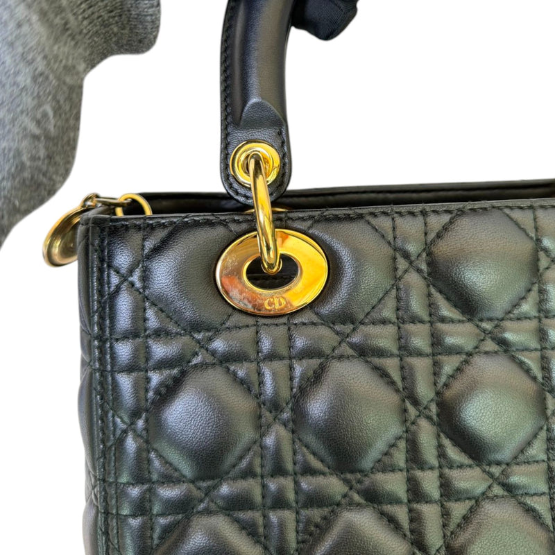 Lady Dior Medium Lambskin Quilted Black GHW