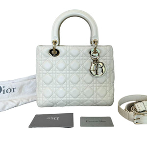 Lady Dior Medium Lambskin White SHW