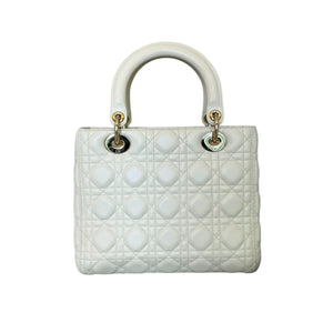 Lady Dior Medium Lambskin White SHW