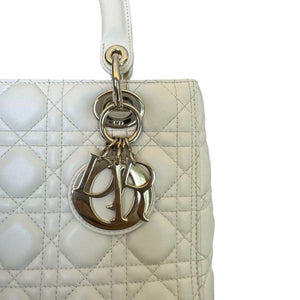 Lady Dior Medium Lambskin White SHW