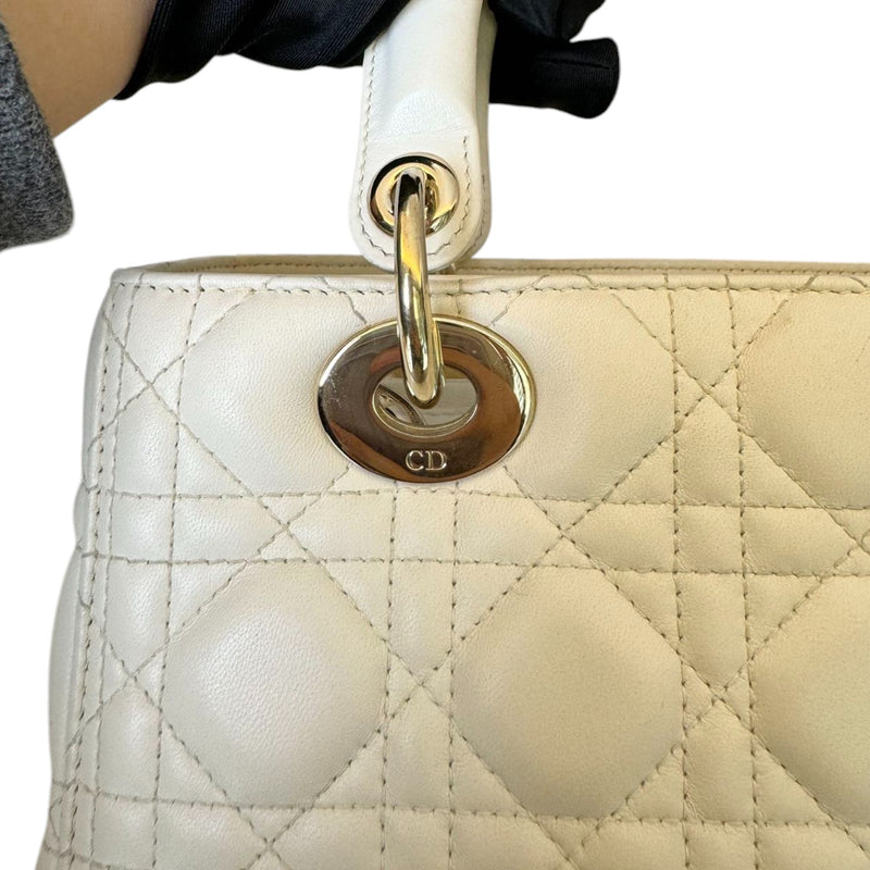 Lady Dior Medium Lambskin White SHW