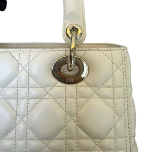 Lady Dior Medium Lambskin White SHW