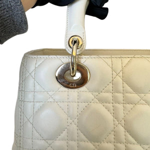 Lady Dior Medium Lambskin White SHW