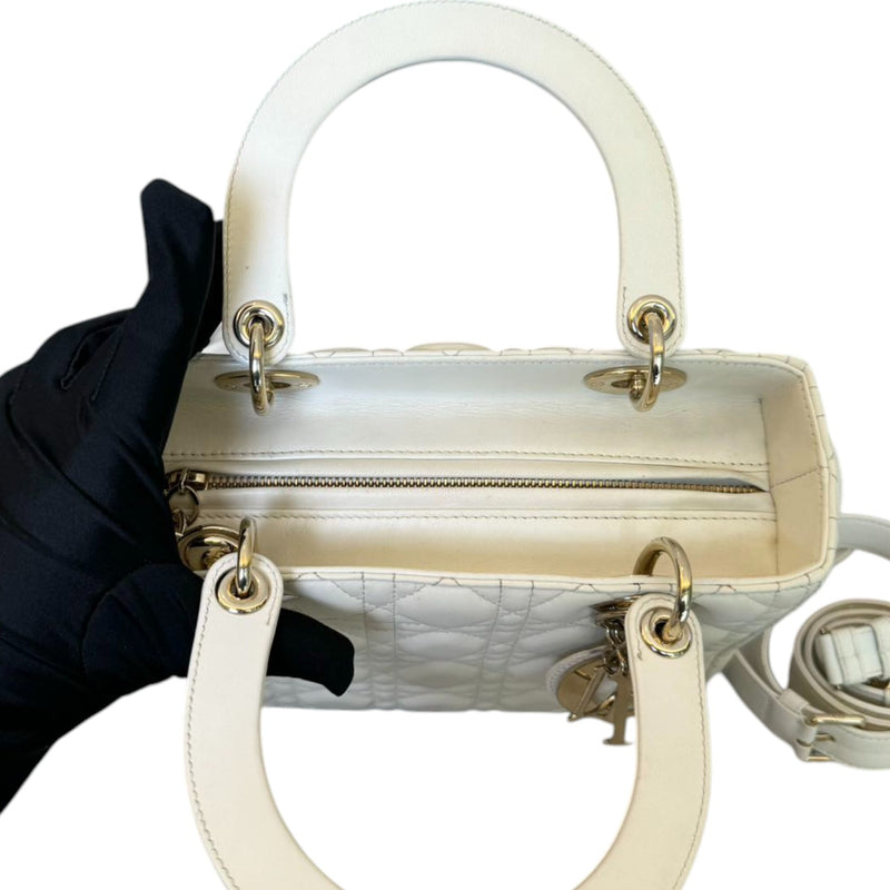 Lady Dior Medium Lambskin White SHW