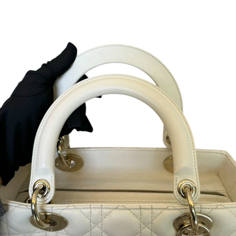 Lady Dior Medium Lambskin White SHW