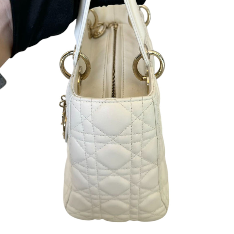 Lady Dior Medium Lambskin White SHW