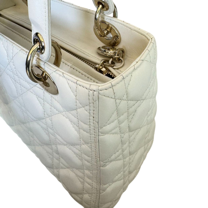 Lady Dior Medium Lambskin White SHW