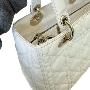 Lady Dior Medium Lambskin White SHW