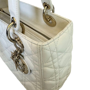 Lady Dior Medium Lambskin White SHW