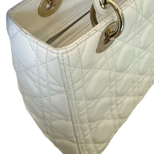 Lady Dior Medium Lambskin White SHW