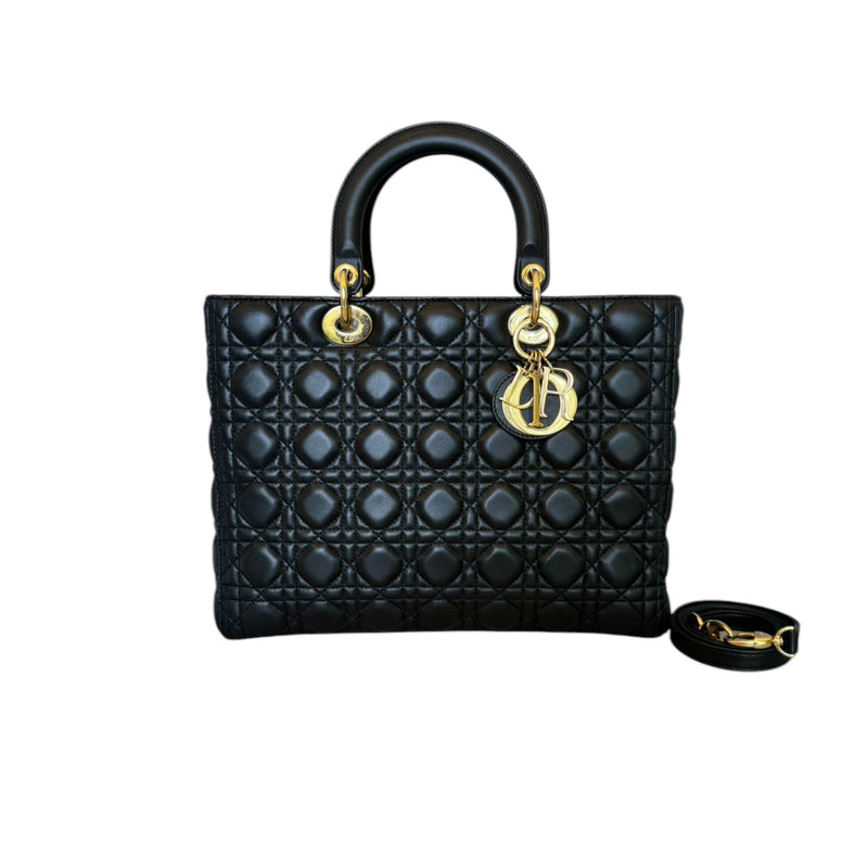 Lady Dior Large Lambskin Cannage Black GHW