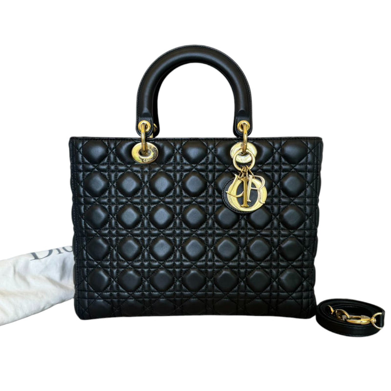 Lady Dior Large Lambskin Cannage Black GHW