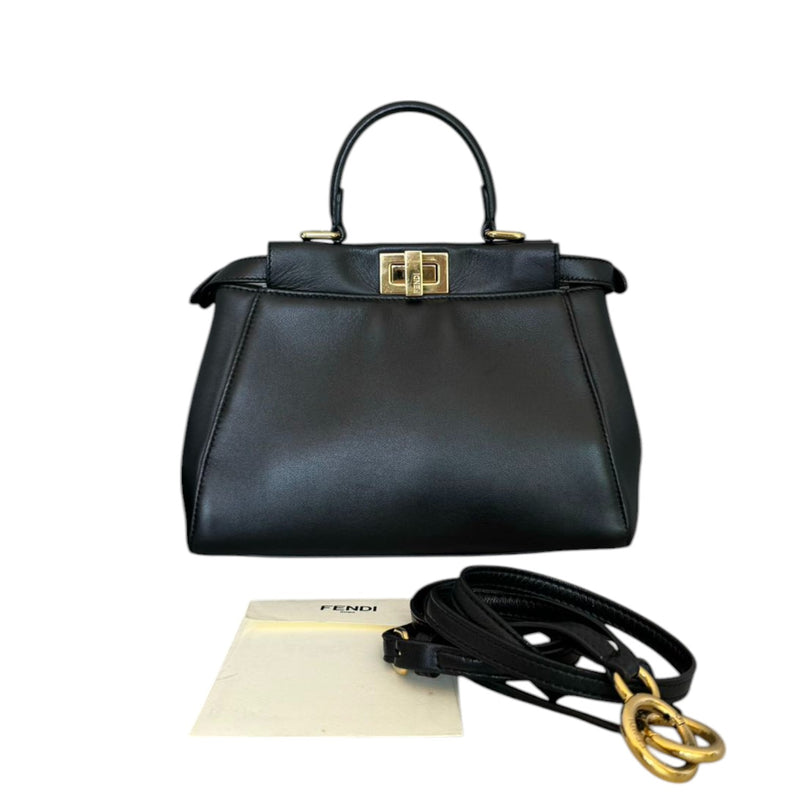 Peekaboo Iconic Satchel Mini Nappa Lambskin Leather Black GHW