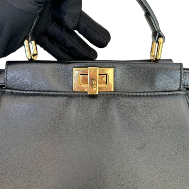 Peekaboo Iconic Satchel Mini Nappa Lambskin Leather Black GHW