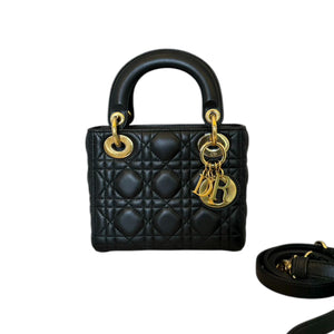 Lady Dior Mini Lambskin Cannage Black GHW