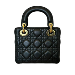 Lady Dior Mini Lambskin Cannage Black GHW