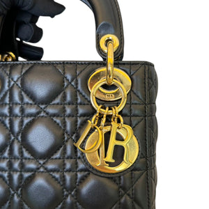 Lady Dior Mini Lambskin Cannage Black GHW