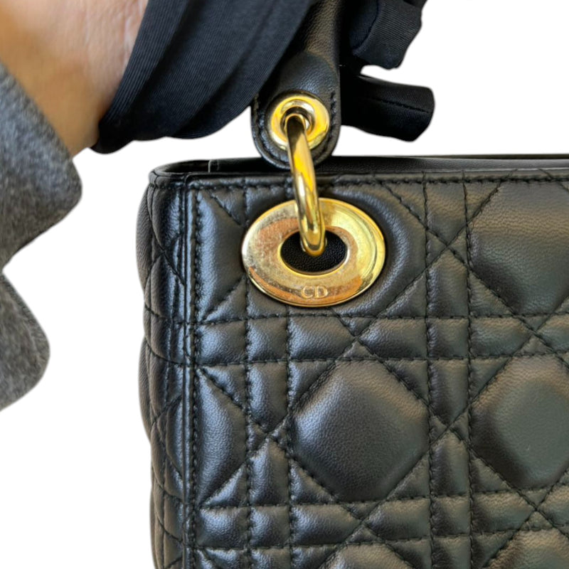 Lady Dior Mini Lambskin Cannage Black GHW