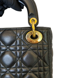 Lady Dior Mini Lambskin Cannage Black GHW