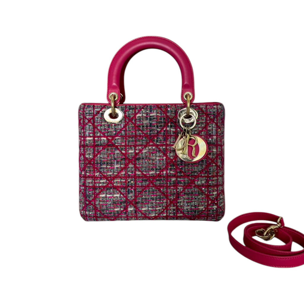 Lady Dior Medium Tweed Pink Multicolor GHW