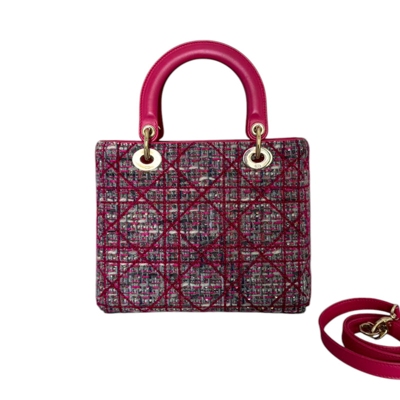 Lady Dior Medium Tweed Pink Multicolor GHW