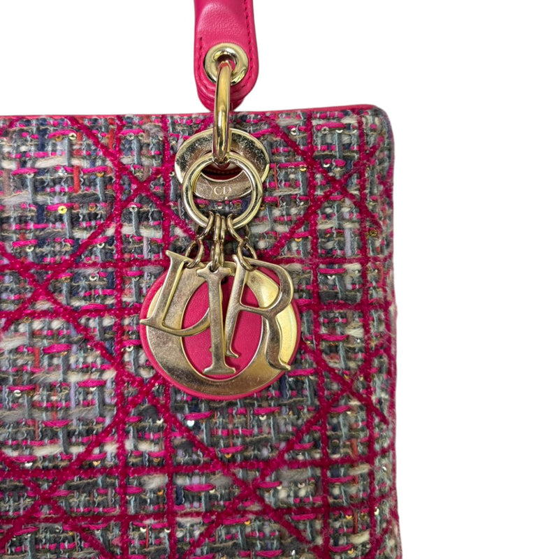 Lady Dior Medium Tweed Pink Multicolor GHW