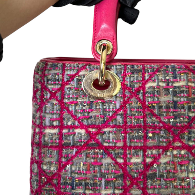 Lady Dior Medium Tweed Pink Multicolor GHW