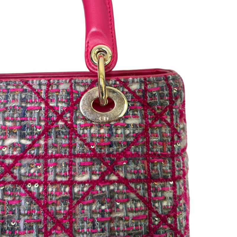 Lady Dior Medium Tweed Pink Multicolor GHW