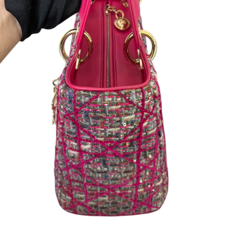 Lady Dior Medium Tweed Pink Multicolor GHW