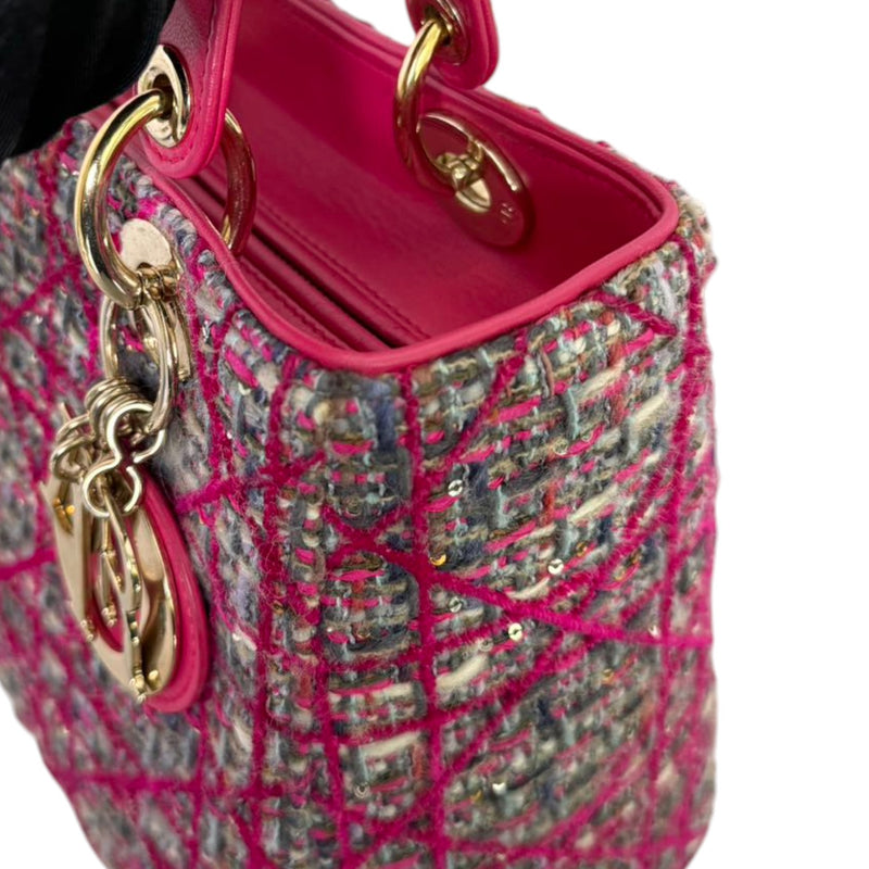 Lady Dior Medium Tweed Pink Multicolor GHW