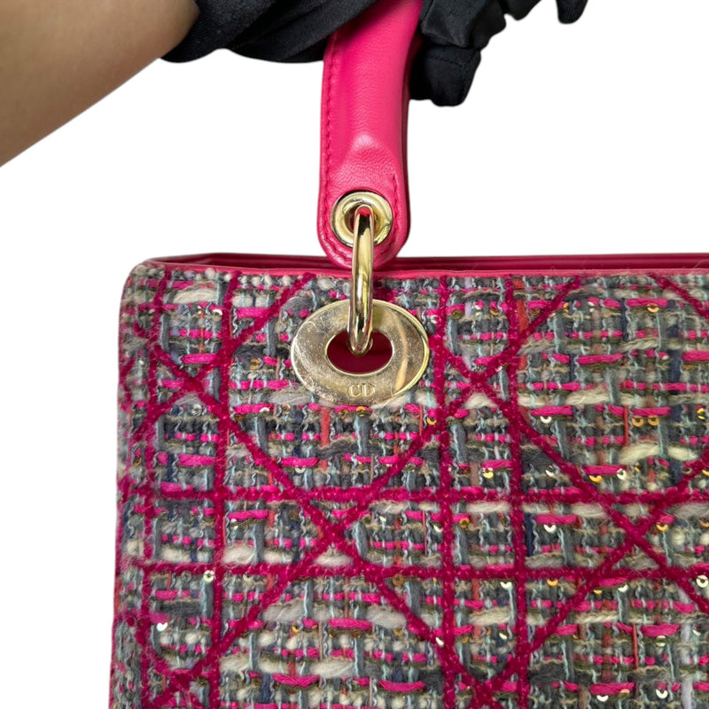 Lady Dior Medium Tweed Pink Multicolor GHW