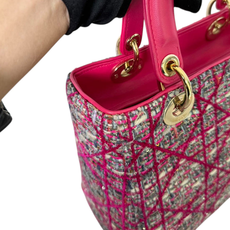 Lady Dior Medium Tweed Pink Multicolor GHW