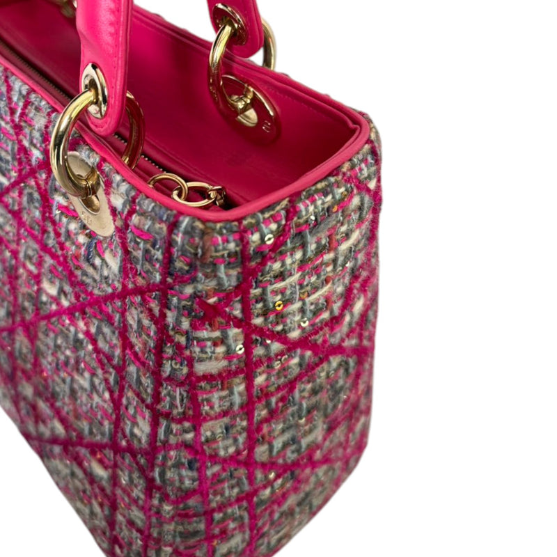 Lady Dior Medium Tweed Pink Multicolor GHW