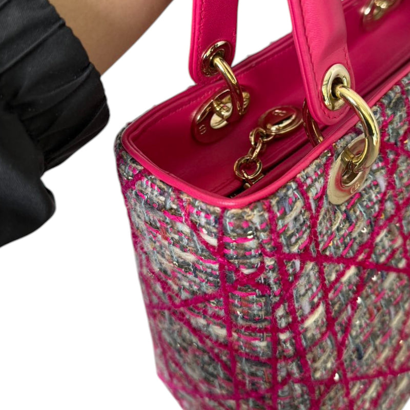 Lady Dior Medium Tweed Pink Multicolor GHW