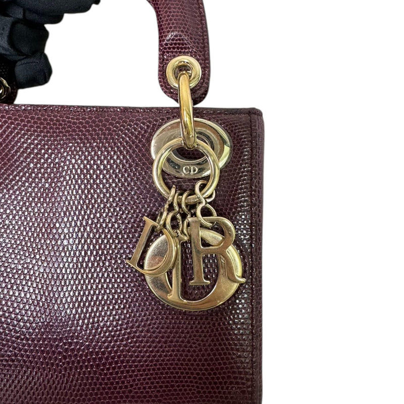 Lady Dior Mini Lizard Gradient Burgundy GHW