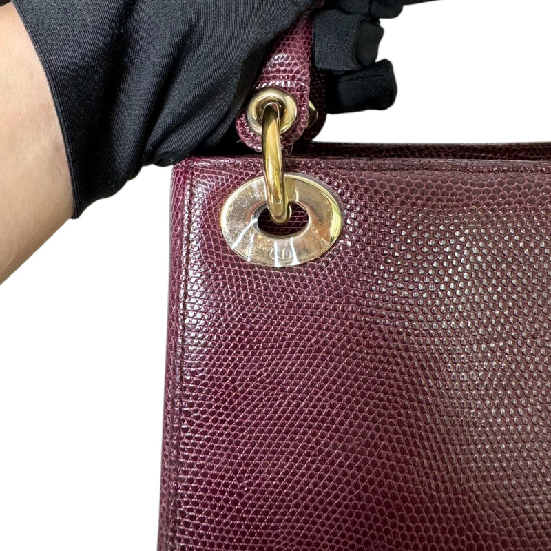 Lady Dior Mini Lizard Gradient Burgundy GHW