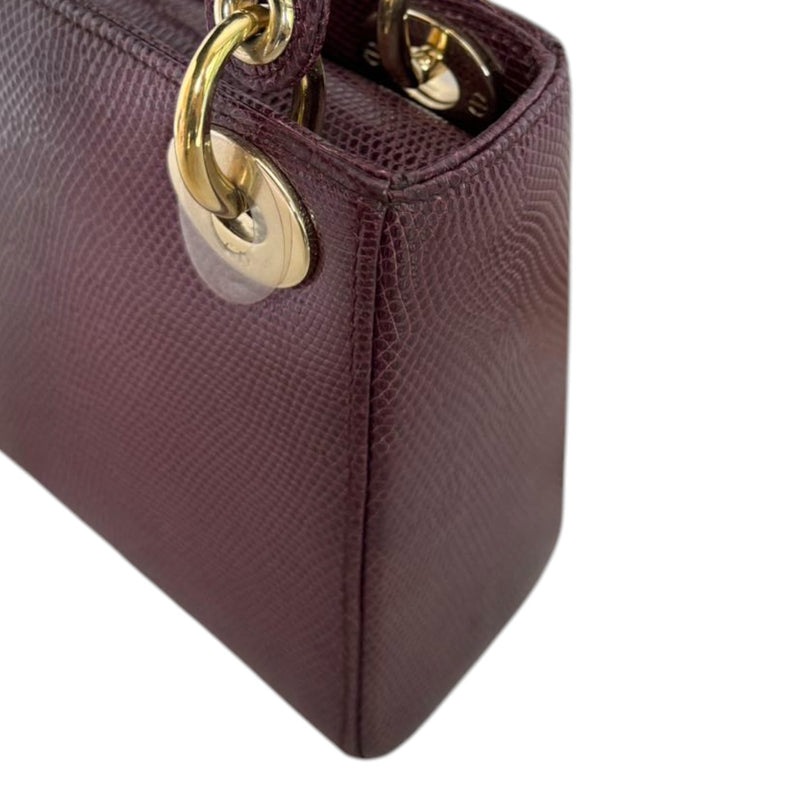 Lady Dior Mini Lizard Gradient Burgundy GHW