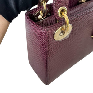 Lady Dior Mini Lizard Gradient Burgundy GHW